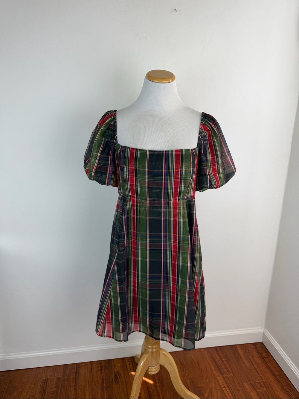 Hill House Matilda Mini Dress in Tartan Plaid Size L - Picture 6 of 10